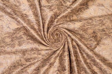 Uitverkoop - Stretch stof - slangenprint - beige - 316014-10