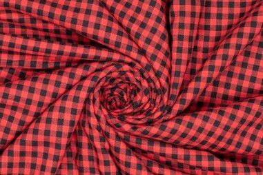 Geruite stoffen - Geruite stof - rood zwart - 410079-14