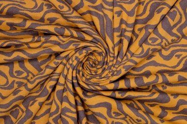 Camel stoffen - Gebreide stof - gerecycled - jacquard - camel - 419012-93