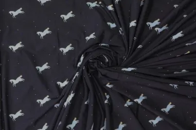 Polytex Stoffen - Jersey - Pferde - schwarz - 440045-41