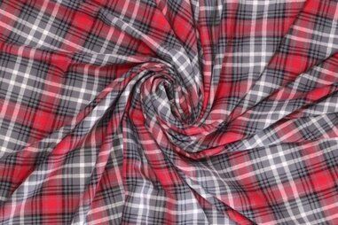 150gr/M² - Geruite stof - rood grijs - 460011-11