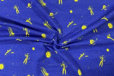 Uitverkoop - Tricot stof - ruimte - kobaltblauw - 450057-20