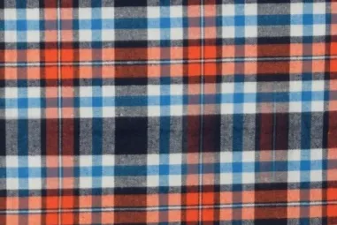 Polytex stoffen - Flanel stof - ruiten - blauw oranje - 966522-23