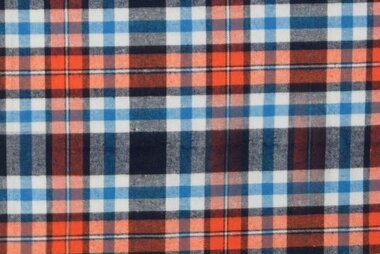 Uitverkoop - Flanel stof - ruiten - blauw oranje - 966522-23