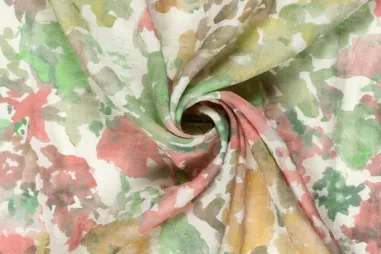 75% viscose, 25% polyamide stoffen - Viscose stof - nylon twill - abstract - licht roze - 23023-011