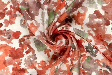 Koraalrood - Viscose stof - nylon twill - abstract - koraal - 23023-038