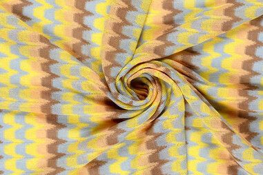 Lichtgele stoffen - Gebreide stof - jacquard zigzag - licht geel - 23254-033