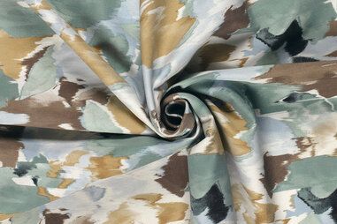 74% viscose, 22% polyamide, 4% elastan stoffen - Stretchstoff - bengaline - fantasie - kaki - 23066-027