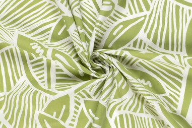 Lime - Stretch stof - katoen satijn - abstract bladeren - limoen groen - 23161-023