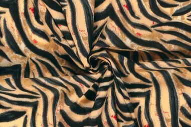 Zalm stoffen - Stretch stof - katoen satijn - abstract - zalm - 23170-037