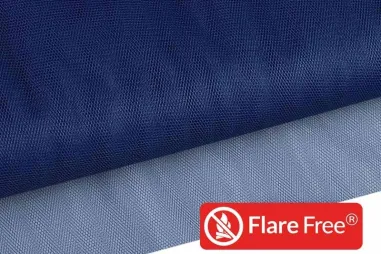 Kerststof - katoen poplin - folie kerstballen, kerstklokken & kerststerren - blauw - 20749-007 - Brandvertragende stof - tule - kobaltblauw - 1024-019
