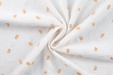Vlinder motief - Hydrofiel stof - geborduurd vlinders - wit goud - 42022-750