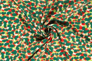 Luchtige zomerbroek - Viscose stof - satijn - fantasie - rood - 23093-015