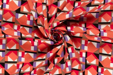 Viskose - Viskose - Satin - Abstrakt - Koralle - 23094-038