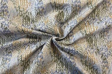 65% polyester, 35% katoen stoffen - Katoen-polyester stof - zigzag - blauwgrijs - JT606