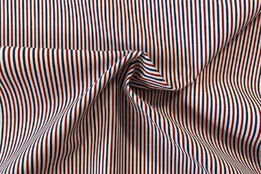 katoenen stoffen streep - Katoen stof - gestreept - rood wit blauw - JT609