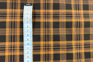 Uitverkoop - Polyester stof - ruiten - terra zwart - JT624