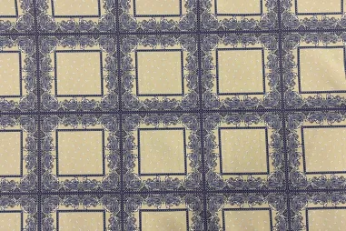 65% polyester, 35% katoen stoffen - Katoen-polyester stof - paisley - blauw beige - JT626