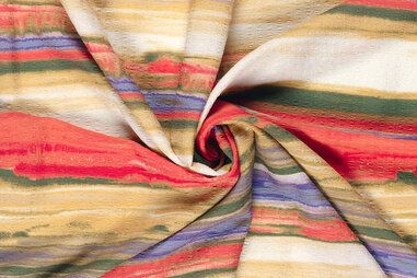Koraalrood - Stretch stof - polyester bubble - abstract gestreept - koraal multi - 23063-038
