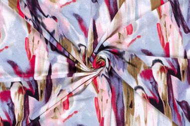 Lichtblauwe stoffen - Viscose stof - vortex stretch - abstract - lichtblauw multi - 23186-002