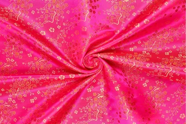 50% polyamide, 50% polyester - Polyamide stof - brocade - bloemetjes - fuchsia - 90071-875