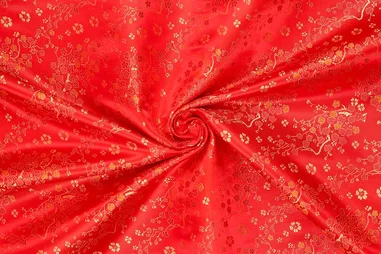 150gr/M² - Polyamide stof - brocade - bloemetjes - rood - 90071-425