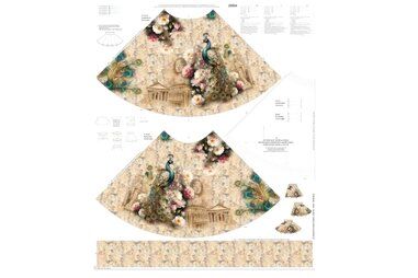 Paneel stoffen - Paneel stof - tricot paneel voor een rok - vintage peacock - beige - 25934