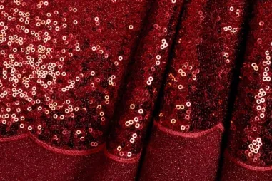 Veloursstoff – Crushed Velvet – rot – 0668-425 - Pailletten stof - scallop sequin - rood - 0830-425