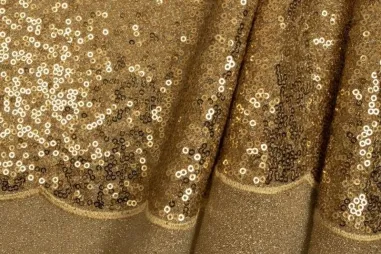 ByPoppy19 8334-015 Kunstleder gold - Pailletten stof - scallop sequin - goud - 0830-540