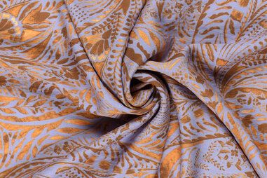 105gr/M² - Viscose stof - nylon crepe - bladeren - lila - 23082-043
