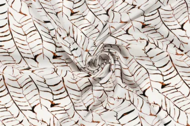 Altweiß - Viscose stof - poplin - bladeren - gebroken wit - 23140-051