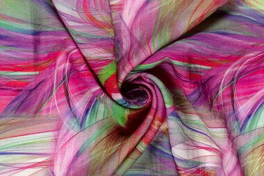 90gr/M² - Viscose stof - nylon twill - fantasie - roze multi - 23028-012