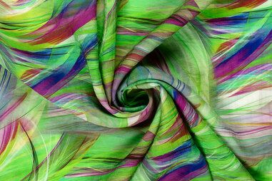 Stoffe - Viscose stof - nylon twill - fantasie - limoen groen multi - 23028-023