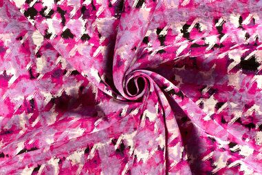 Pied de Poule - Viscose stof - nylon twill - pied de poule - fuchsia - 23029-017