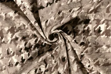 75% viscose, 25% polyamide stoffen - Viscose stof - nylon twill - pied de poule - bruin - 23029-069