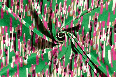 Grasgroen - Viscose stof - stretch bubble - fantasie - grasgroen - 23050-025