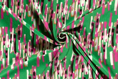 Grasgroene stoffen - Viscose stof - stretch bubble - fantasie - grasgroen - 23050-025