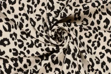 97% Polyester, 3% Elastan stoffen - Stretch stof - dierenprint luipaard - beige - 23061-052