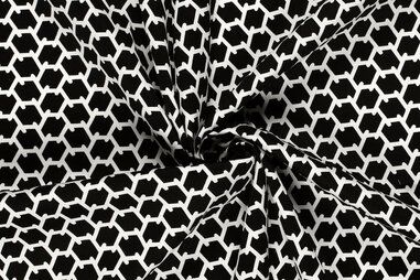 Stretch stoffen - Stretch stof - katoen satijn - fantasie - zwart - 23124-069