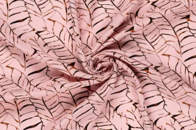 Oeko-Tex klasse 2 - Viscose stof - poplin - bladeren - lichtroze - 23140-011