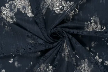 155gr/M² - Kant stof - bloemen - donkerblauw - 23253-008