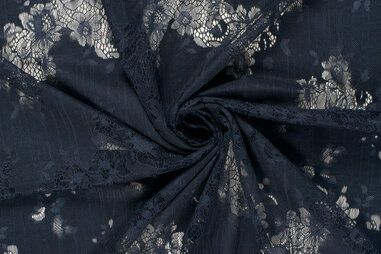 Avondkleding stoffen - Spitzenstoff - Blumen - dunkelblau - 23253-008