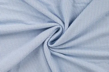 70% katoen, 25% polyester, 5% spandex - Jersey - Seersucker - hellblau - 11733-910