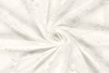 155gr/M² - Kant stof - bloemen - gebroken wit - 23253-051