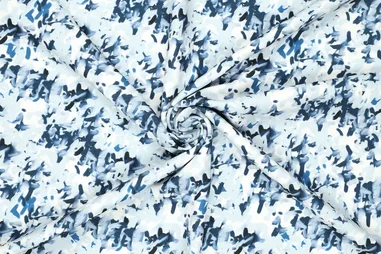 Oeko-Tex klasse 2 - Stretch stof - digitaal fantasie - blauw - 20544-695