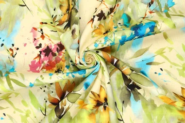 Korte broek - Leinen - Ramie - digital Blumen - Apfelgrün multi - 20823-315