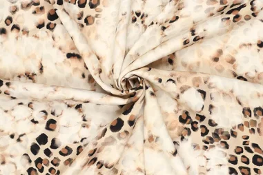 100% viscose stoffen - Viscose stof - twill - panterprint - bruin - 21130-101