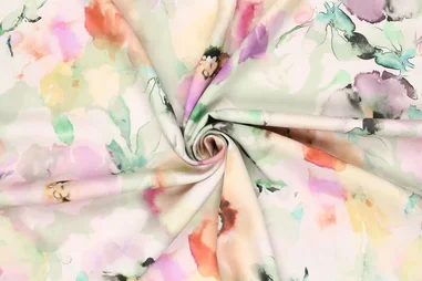 Minzgrün - Viskose - Twill - verschwommene Blumen - grün - 21142-320