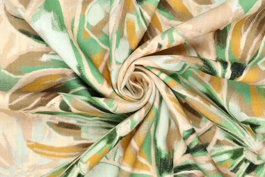 Broek stoffen - Viscose stof - linnenmix - digitaal bloemen - groen multi - 21539-307