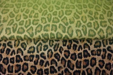 2025 - Tricot stof - digitaal panterprint - beige groen - 25020-10